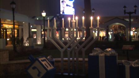 At Old Orchard Mall Sunday evening a ceremonial lighting of a Menorah was held marking the fifth night of Hanukah.