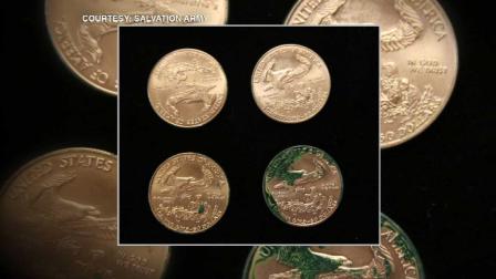 For the third year in a row an anonymous donor has dropped a package of seven gold coins in a Salvation Army bucket in Lake County.