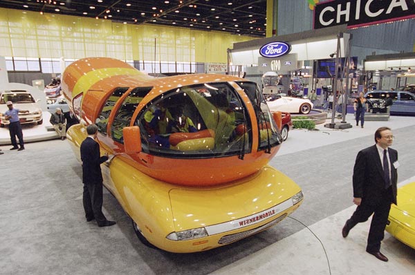 The 1995 Oscar Mayer Wienermobile sits on the...