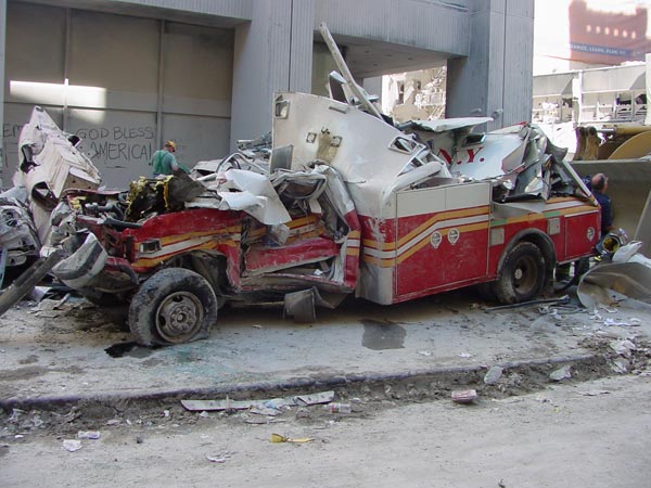 Crushed ambulance