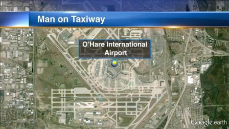 A man is arrested after reportedly running on the taxiway at OHare Airport.
