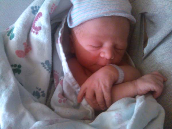 Left: Baby Aidan; Right: Baby Aidan and mom
