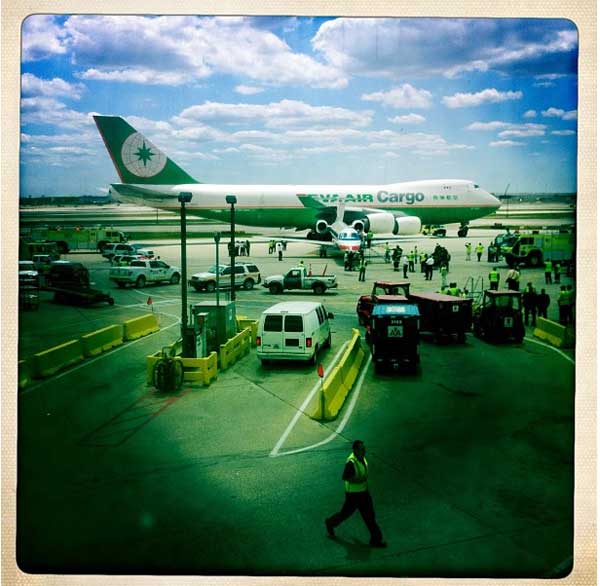 A 747 cargo jet clipped the tail of an American...