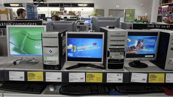 File photo of computers running Microsoft programs