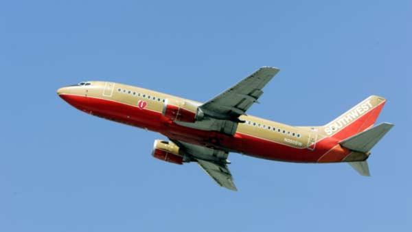 File image: A Southwest airliner takes off from Bob Hope Airport in Burbank, Calif.