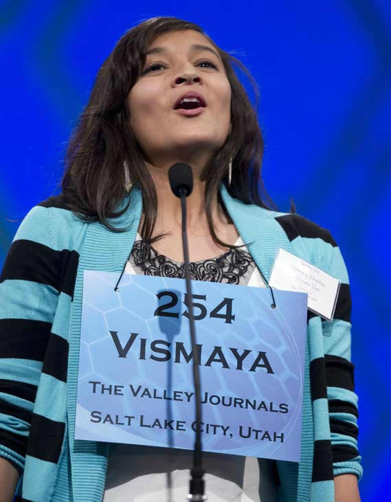 Snigdha Nandipati, 14, of San Diego, right, and...