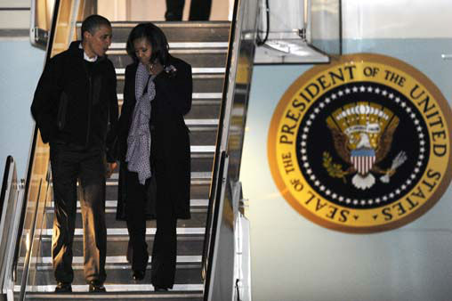 President Obama's motorcade arrives at the...