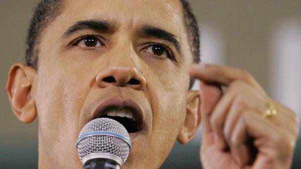 Sen. Barack Obama addresses the crowd in Las Vegas. (AP file photo)