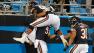  Chicago Bears Kyle Moore (96) jumps onto teammate Jon Bostic (57) after Bostics interception return for a touchdown during the first half of a preseason NFL football game in Charlotte, N.C., Friday, Aug. 9, 2013. (AP Photo/Mike McCarn)