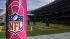 A goal post is covered with the pink NFL cover...