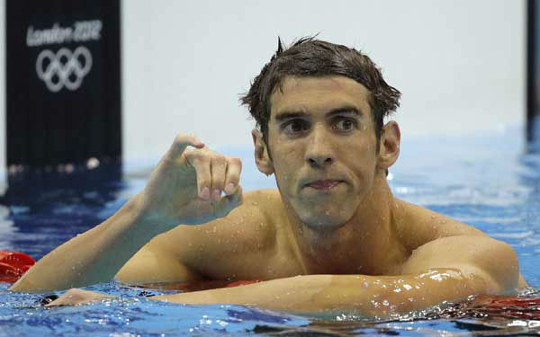 United States Michael Phelps poses with his...