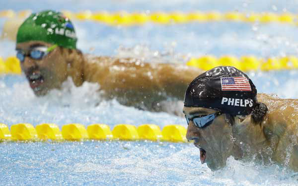 United States Michael Phelps poses with his...