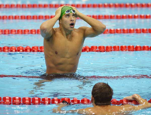 United States Michael Phelps poses with his...