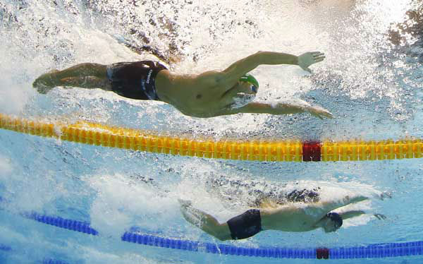United States Michael Phelps poses with his...
