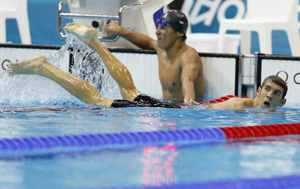 United States Michael Phelps poses with his...