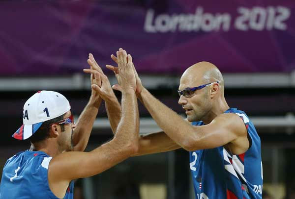 The United States Matthew Grevers gestures...