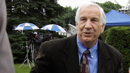 Former Penn State University assistant football coach Jerry Sandusky arrives at the Centre County Courthouse in Bellefonte, Pa., Monday, June 18, 2012.