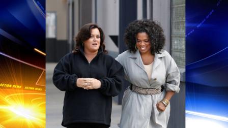 Oprah Winfrey, right, and Rosie ODonnell walk together outside Harpo Studios in Chicago before unveiling a new sign to welcome The Rosie Show Thursday, Sept. 15, 2011. The Rosie Show premieres Monday, Oct. 10 on the Oprah Winfrey Network and will be filmed at the former home of The Oprah Winfrey Show.