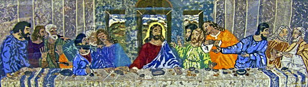 Last Supper made from laundry lint