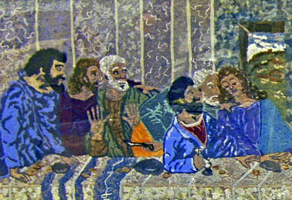 Last Supper made from laundry lint