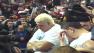 El Wingador, a 5-time Wing Bowl champ, and Super Squibb, the current 2-time defending Wing Bowl champi, await for the announcement of the winner of Wing Bowl 19.