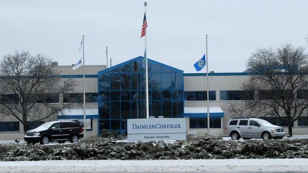 The entrance of the Daimler Chrysler Newark Assembly plant in Newark, Del. is seen in this Feb. 14, 2007 file photo.