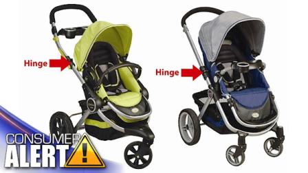 A child or consumers finger can become caught in the opening formed when locking and unlocking the hinge mechanism which is used to adjust the handlebars on the strollers. This presents an amputation and laceration hazard to children and the adults handling the stroller.
