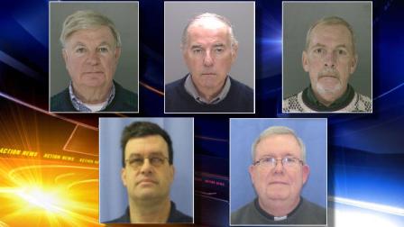 Pictured (top row from left): Edward Avery, Charles Engelhardt, and James Brennan. (Bottom row from left) Teacher Bernard Shero and Monsignor William Lynn.