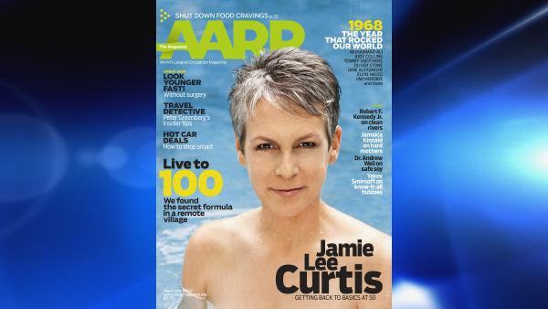 Jamie Lee Curtis is shown on the cover of the May June 2008 issue of AARP