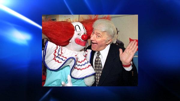 The worlds most famous clown, Bozo, left, and his creator, Larry Harmon, react as they get together to celebrate the characters 50th birthday during the National Association of Television Program Executives convention Wednesday, Jan. 24, 1996, in Las Vegas. Created for records in 1946, Bozo went on to become the worlds longest-running childrens TV show, and now, some four decades after its TV bow, the Bozo Show beams into 40 million U.S. households weekly and is seen, in both live and animated formats, in some 30 foreign countries.
(Lennox McLendon/AP Photo)