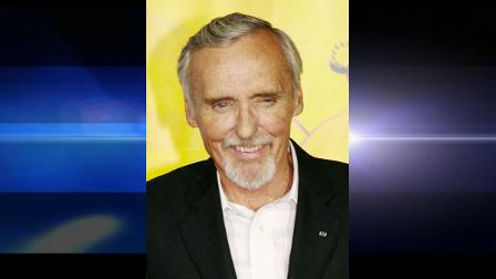 FILE - In this June 10, 2009 file photo, Dennis Hopper walks the red carpet during CineVegass opening night and world movie premiere of Saint John of Las Vegas at The Planet Hollywood Resort and Casino, in Las Vegas. (AP Photo/Eric Jamison, file)