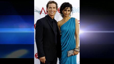 FILE - In this June 11, 2009 file photo, actor Matthew McConaughey, left, and Camila Alves arrives at the taping of the American Film Institute Life Achievement Awards honoring actor Michael Douglas in Culver City, Calif. (AP Photo/Matt Sayles, file)