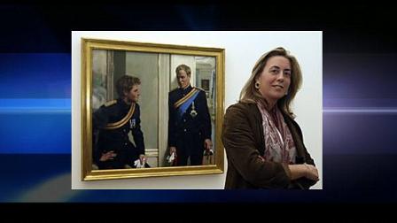Artist Nicky Philipps poses with her new double-portrait of Britains Princes William and Harry, after it was unveiled at the National Portrait Gallery in London, Wednesday Jan. 6, 2010. The National Portrait Gallery commissioned the painting of the two royals, wearing the dress uniform of the Blues and Royals, one of the regiments of the Household Cavalry, in the setting of Clarence House, the home of their father, Prince Charles.(AP Photo/Alastair Grant)
(AP)