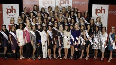 FILE - Miss America contestants arrive at the 2010 Miss America Pageant, in this Jan. 21, 2010 file photo taken at The Planet Hollywood Resort and Casino in Las Vegas.