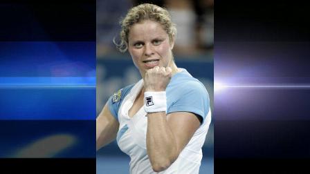 Belgiums Kim Clijsters reacts to her victory over Lucie Safarova of the Czech Republic during the Brisbane International tennis tournament in Brisbane, Australia, Thursday, Jan. 7, 2010. (AP Photo/Tertius Pickard)