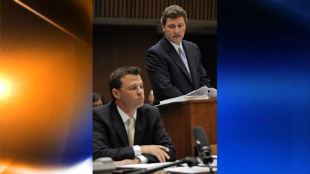 Chad Hummel, right, attorney for Roman Polanski, speaks as Deputy District Attorney David Walgren looks on at the Criminal Justice Center, Friday, Jan. 22, 2010, in Los Angeles during a hearing in the case of the famous film director, who fled the United States in 1978 after pleading guilty to unlawful sexual intercourse with a 13-year-old girl. A Los Angeles judge has ruled Roman Polanski must return to the U.S. to be sentenced in a decades-old sex case. Superior Court Judge Peter Espinozas ruling Friday is likely to be appealed. (AP Photo/Mark J. Terrill, Pool)
