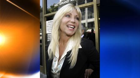 FILE - In this June 19, 2007, file photo, Pamela Bach, former wife of actor David Hasselhoff, speaks to the media outside the courthouse in Los Angeles. (AP Photo/Nick Ut, file)