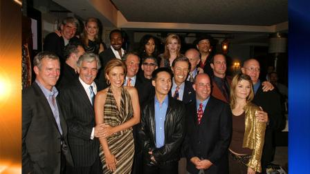 **Members of the past and present cast of NBCs three Law and Order television series--Law and Order, Law and Order:Special Victims Unit, and Law and Order: Criminal Intent pose with series Executive Producer Dick Wolf, center second row, at the Law and Order season premiere party in New York Tuesday night, Sept.21, 2004.. (AP Photo/Eric Liebowitz,NBC)