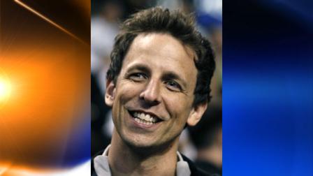 Seth Meyers, of Saturday Night Live, waits for the start of Game 4 of the NBA basketball finals between the Boston Celtics and the Los Angeles Lakers on Thursday, June 10, 2010, in Boston. (AP Photo/Winslow Townson)