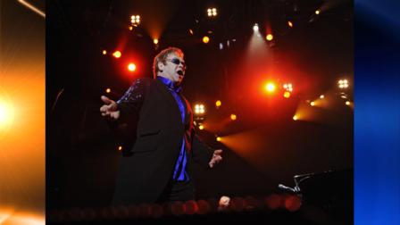 British pop singer and composer Elton John performs in Kosice, Slovakia, Tuesday, June 22, 2010. (AP Photo/CTK, Peter Lazar)