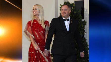FILE - In this Tuesday, Nov. 24, 2009 file photo, Michaele and Tareq Salahi, right, arrive at a State Dinner hosted by President Barack Obama at the White House in Washington. (AP Photo/Gerald Herbert, file)