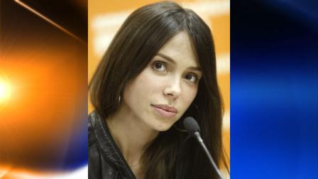 FILE - In this April 19, 2010 file photo, Mel Gibsons ex-girlfriend, Russian-born singer, songwriter Oksana Grigorieva, talks during a news conference in Moscow.(AP Photo/Mikhail Metzel, file)