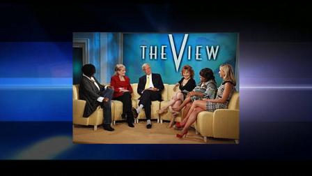 In this publicity image released by ABC, talk show host David letterman, third left, joins from Left, Whoopi Goldberg, Barbara Walters, Joy Behar, Sherri Shepherd and Elizabeth Hasselbeck, co-hosts of the daytime talk show, The View, Tuesday, Sept. 7, 2010 in New York. (AP Photo/ABC, Heidi Gutman)
(AP)