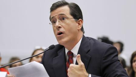 Stephen Colbert testified in character Friday at a House hearing on illegal farm workers