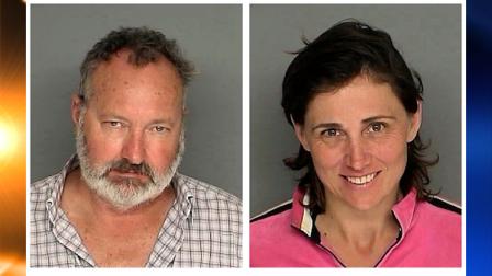 FILE - In these Sept. 18, 2010 file images originally provided by the Santa Barbara County Sheriffs Office, actor Randy Quaid and his wife Evi Quaid, are shown after their Saturday Sept. 18, 2010 arrest on charges of felony residential burglary and entering a non-commercial building without consent. A prosecutor says Randy Quaid and his wife have failed to show up at a court hearing stemming from their arrests last month on suspicion of illegally squatting at a home. Santa Barbara Senior Deputy District Attorney Lee Carter says a judge issued $50,000 warrants for the couple after they failed to appear for an arraignment on felony vandalism charges. Carter says the couples case will be called again on Oct. 26. (AP Photo/Santa Barbara County Sheriff)