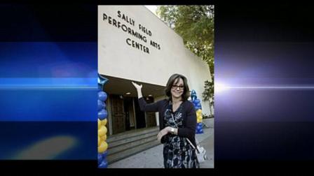 Actress Sally Field poses outside the Sally Field Performing Arts Center at Birmingham High School Friday Nov. 12, 2010 in Los Angeles. Field graduated from Birmingham H.S. in 1964. (AP Photo/Nick Ut)
(AP)