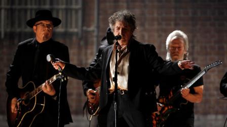 Bob Dylan performs at the 53rd annual Grammy Awards on Sunday, Feb. 13, 2011, in Los Angeles. (AP Photo/Matt Sayles)