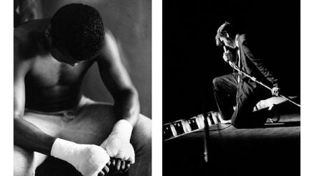 These unguarded moments are among dozens featured in Ali and
Elvis: American Icons, a pair of photography exhibits sharing
gallery space through May 15 at the <a href http://www.michenermuseum.org/ target_blank>James A. Michener Museum in
Doylestown, Pa.</a>, about 25 miles north of Philadelphia. This is the
first time the exhibits have been displayed together.