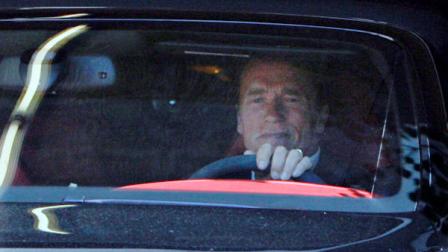 Former California Governor Arnold Schwarzenegger leaves his office Tuesday May 17, 2011 in Santa Monica, Calif. (AP Photo/Nick Ut)