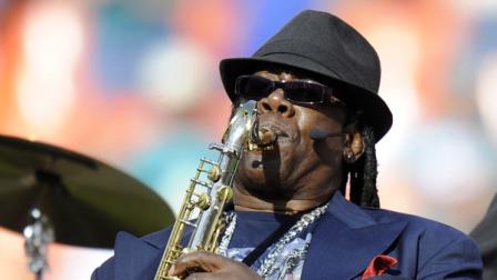 FILE - In this Nov. 14, 2010 file photo, Saxophonist Clarence Clemons performs during halftime of the Tennessee Titans against the Miami Dolphins NFL football game in Miami. A person who has worked with Clemons in the past confirmed Sunday night, June 12, 2011 that Clemons has suffered a stroke.